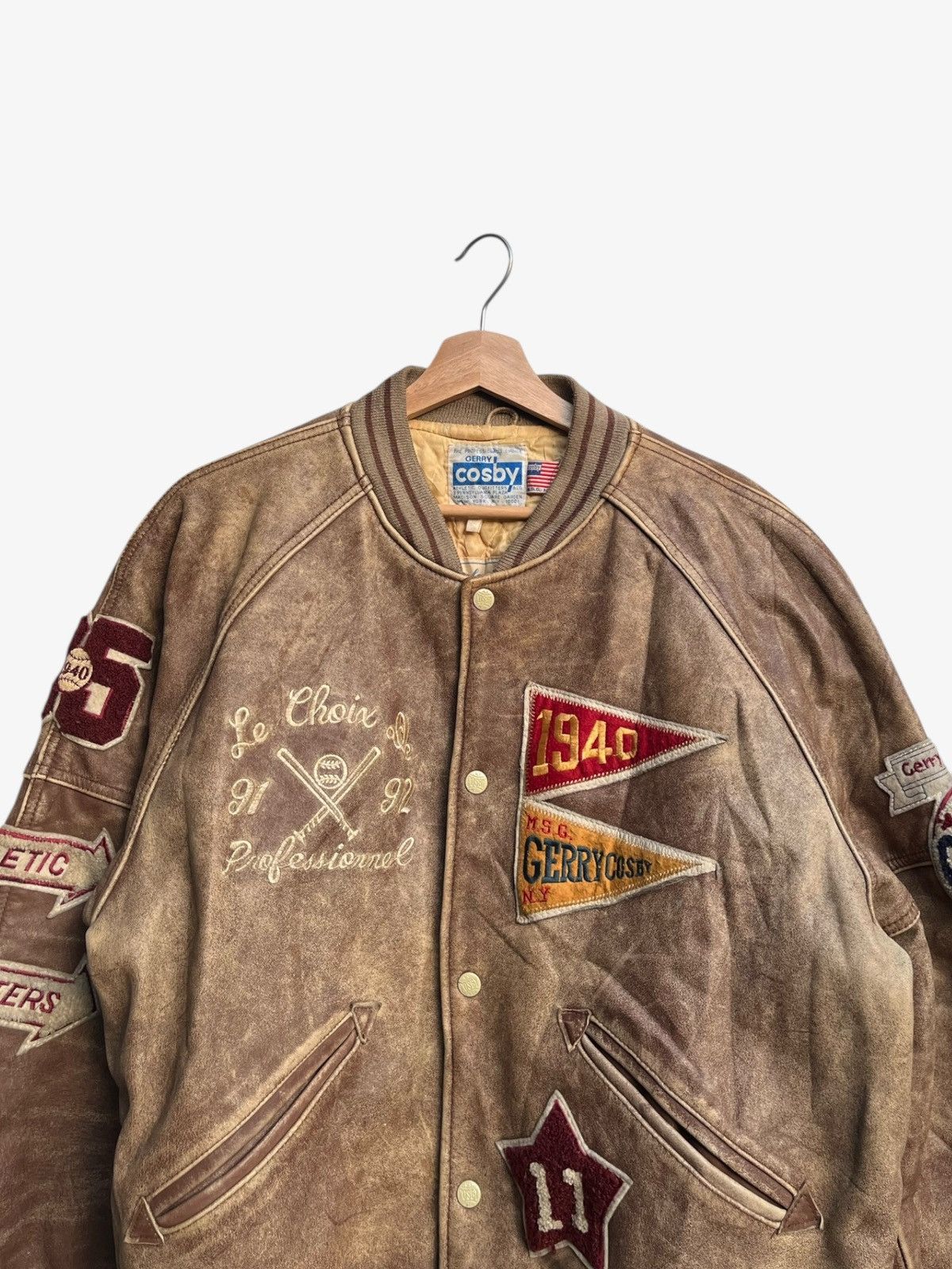 Genuine Leather Vintage Iconic Gerry Cosby New York Leather Stadium Jacket Size US XS / EU 42 / 0 - 4 Thumbnail