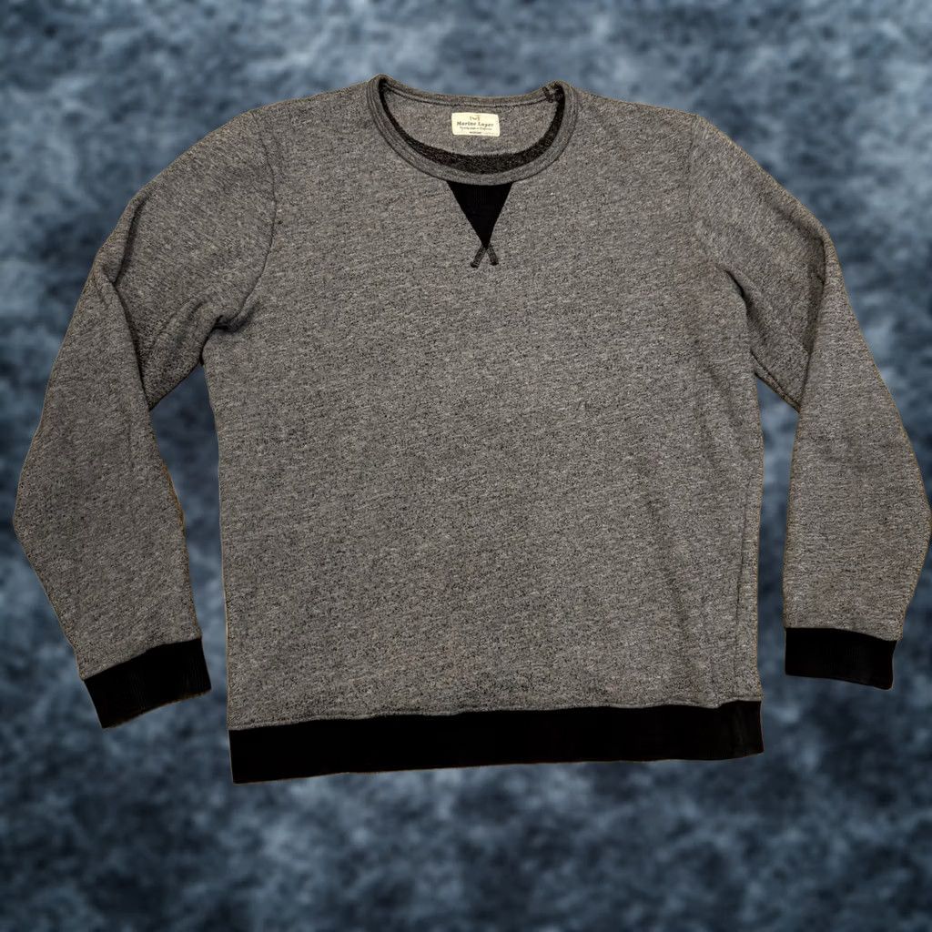 Marine Layer Marine Layer Crewneck Sweatshirt Men’s M Two Tone Grey Black V Stitch Cotton Fleece Pullover Shirt All Seasons Winter Fall Spring Mens Size US M / EU 48-50 / 2 - 1 Thumbnail