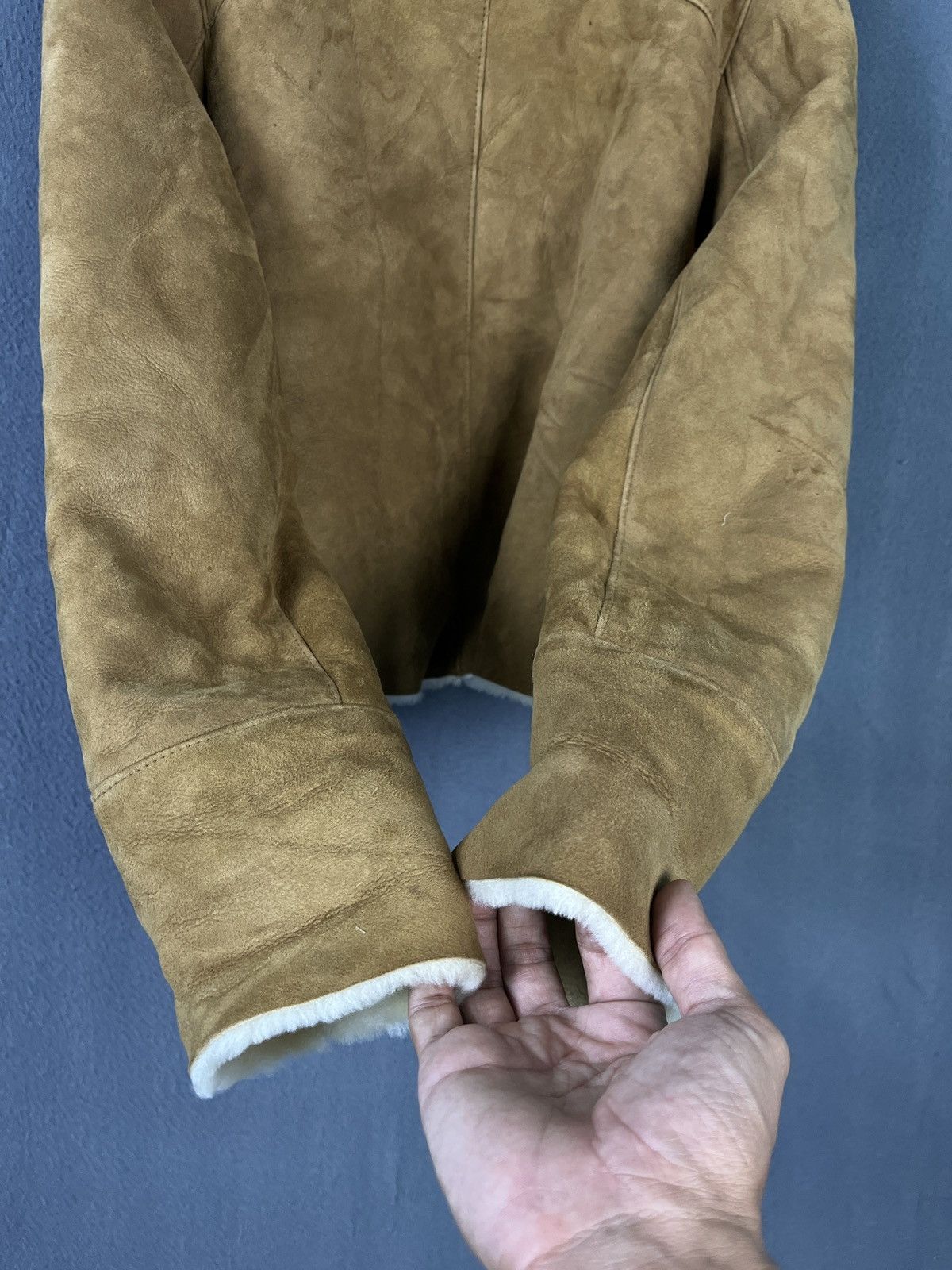 Genuine Leather × Vintage Peau D’ Ane Made in France Real Sheep Leather Suede Jacket Size S / US 4 / IT 40 - 6 Thumbnail