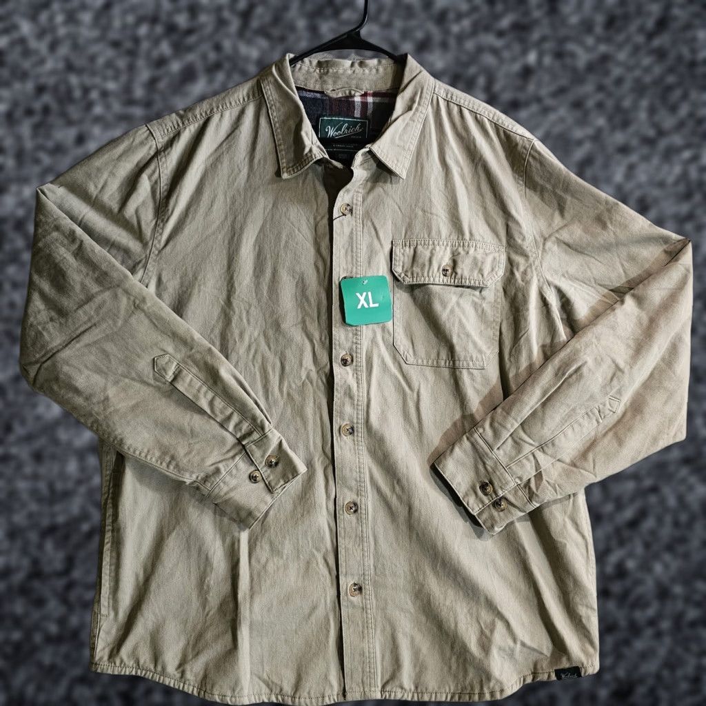 Woolrich Shirt Jacket NWTs Classic Flannel Lined Button-Up Mens Sz X-LARGE Khaki