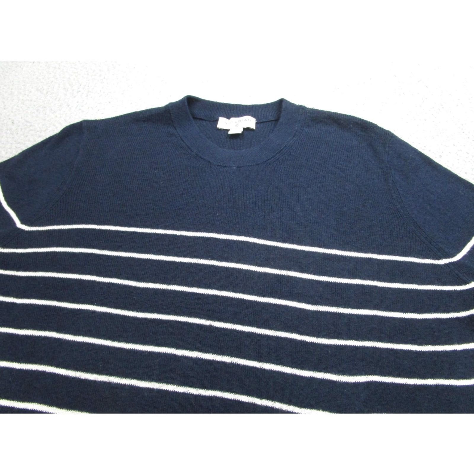 Nili Lotan VINTAGE Nili Lotan Target Sweater Women XL Navy Striped Knit Pullover Cotton Cashmere Wool Womens Size XL / US 12-14 / IT 48-50 - 2 Thumbnail