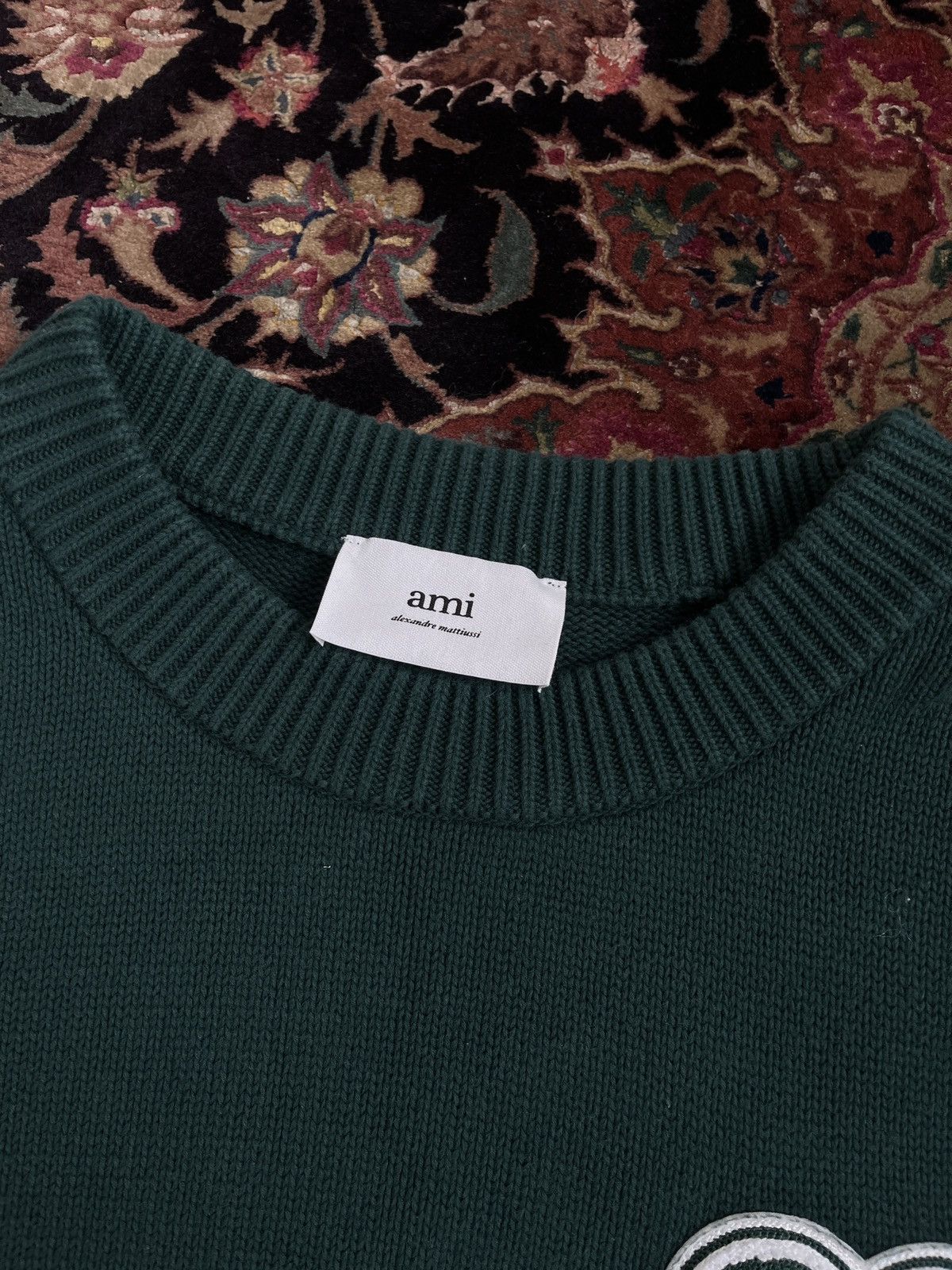 AMI AMI Paris SSENSE Exclusive Green Cotton Sweater Size L Size US L / EU 52-54 / 3 - 4 Thumbnail