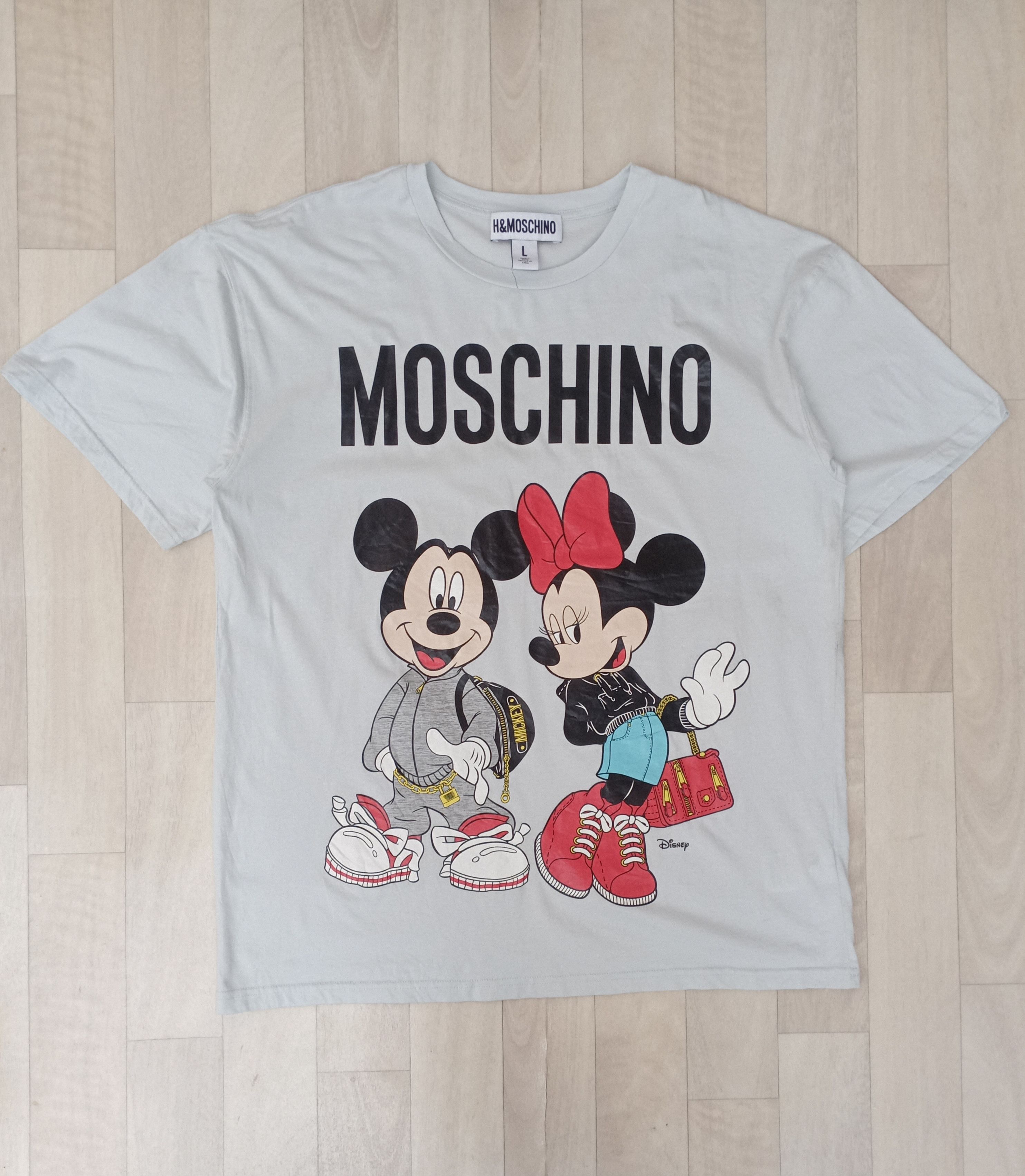 Disney H M Moschino H M x Moschino x Disney Mickey Minnie Mouse t shirt sz L Grailed