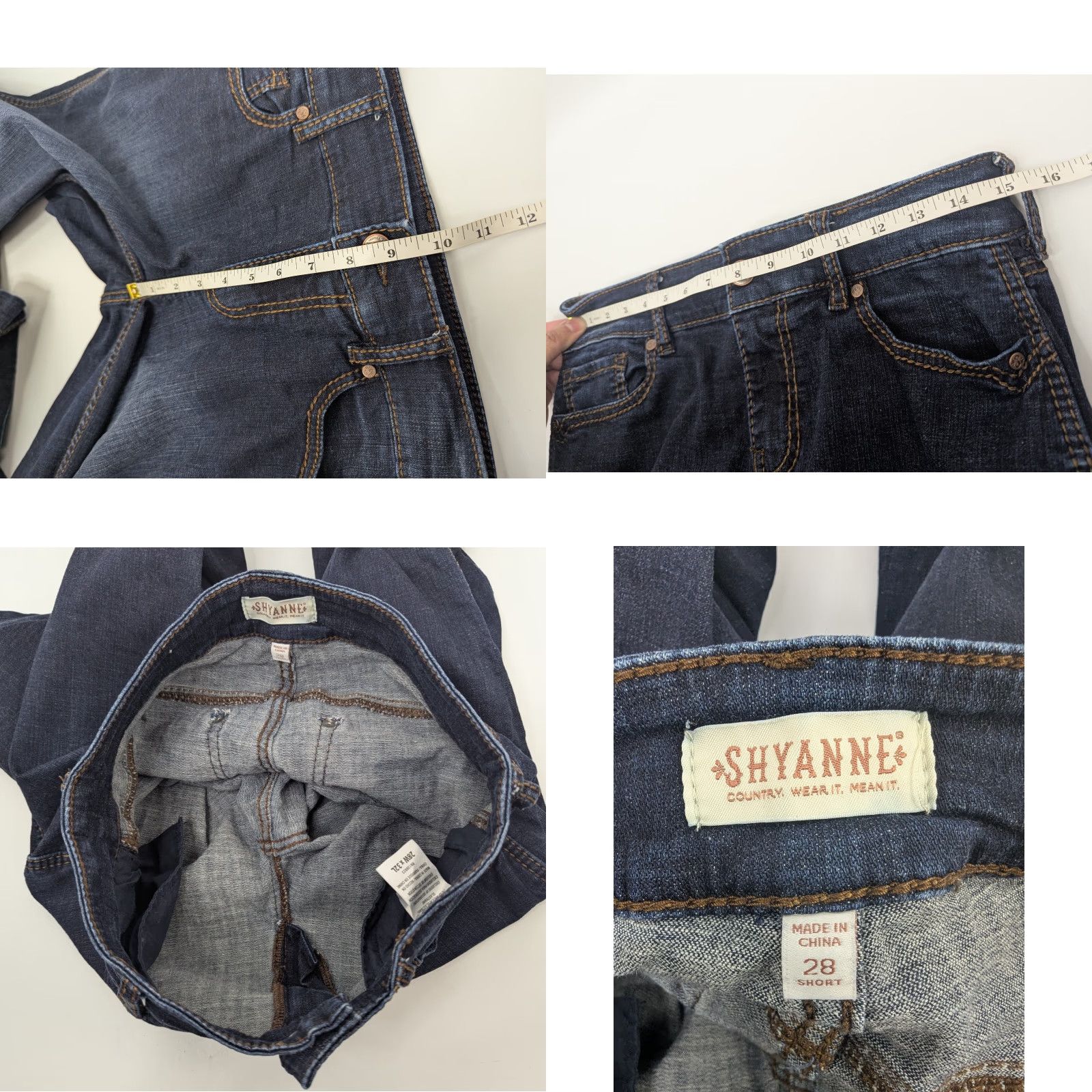 Vintage Shyanne Jeans Women Wide-Leg 28x32 Blue Dark Wash Denim Country Casual Regular Joins Women's Clothing Size 28" / US 6 / IT 42 - 8 Thumbnail