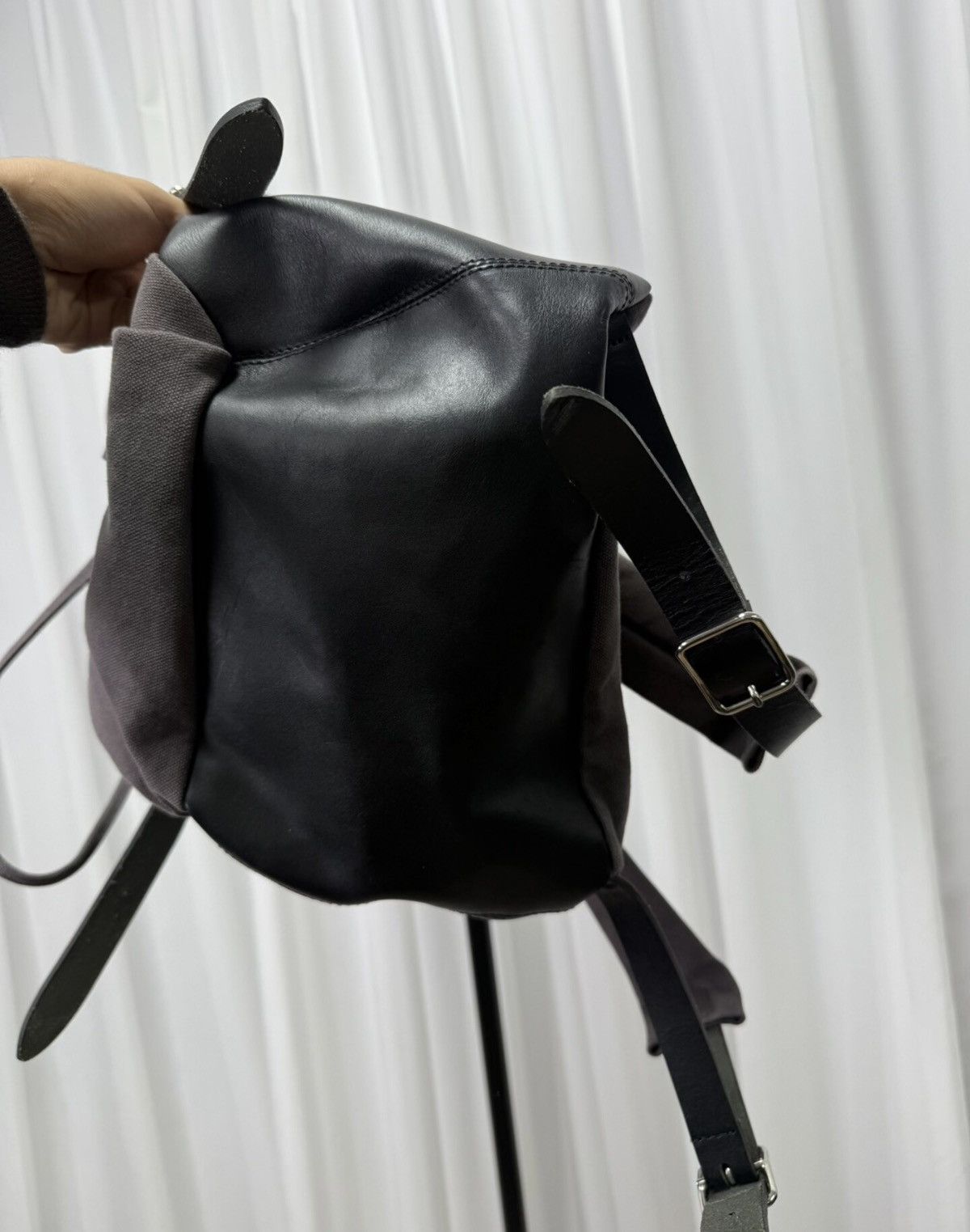 Yohji Yamamoto Yohji Yamamoto Y's Washed Fabric & Cowhide Backpack Size ONE SIZE - 5 Thumbnail