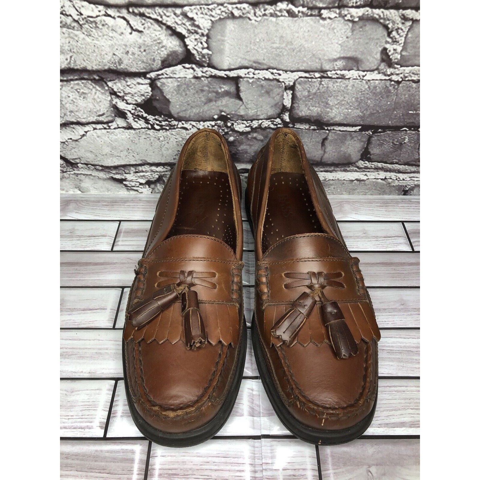 Bass Bass Strout Brown Leather Tassel Loafers SlipOn Casual Shoes Size US 7.5 / EU 40-41 - 11 Thumbnail