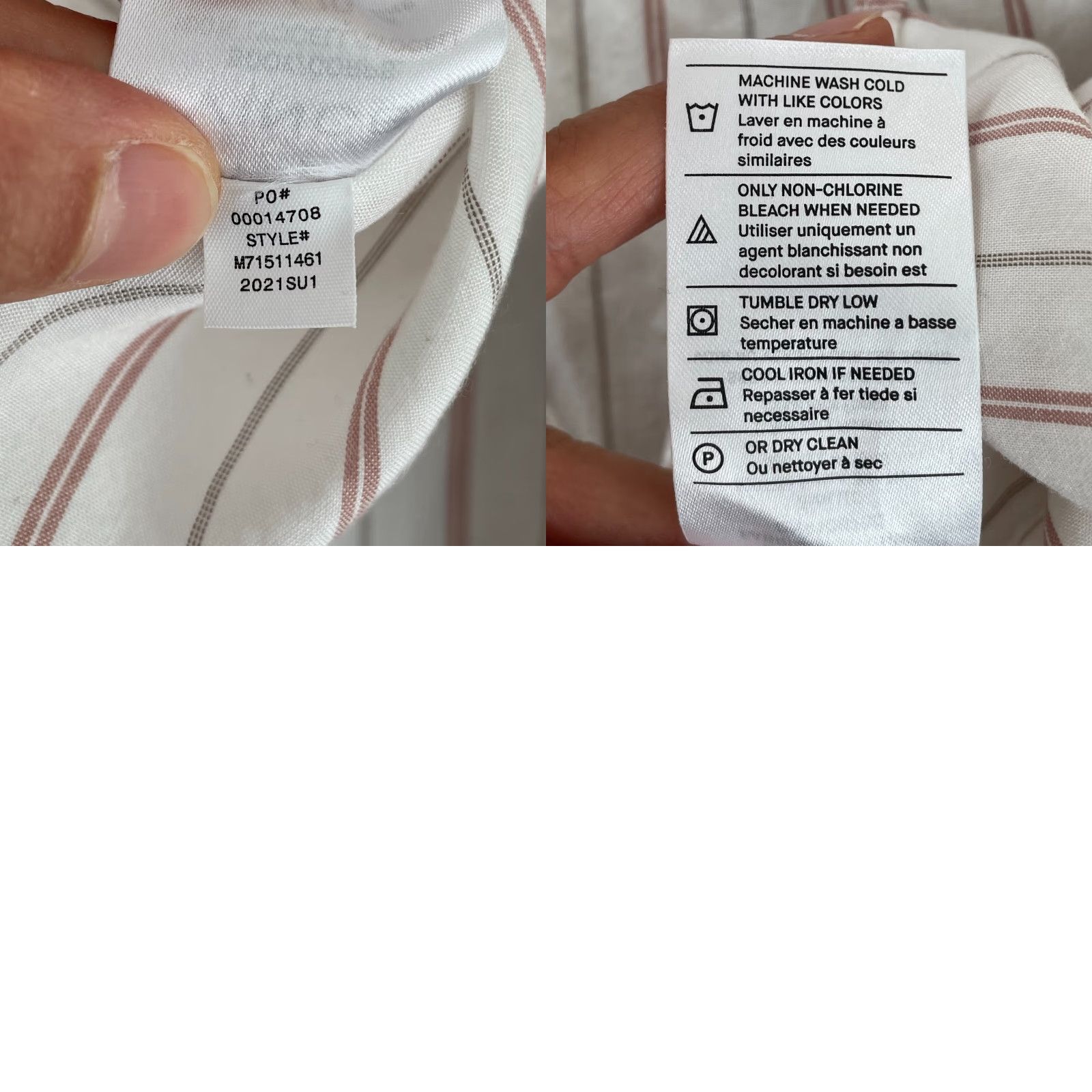 Vince Vince Shirt Men Large White Striped Lyocell Classic Fit Short Sleeve Casual Size US L / EU 52-54 / 3 - 8 Thumbnail