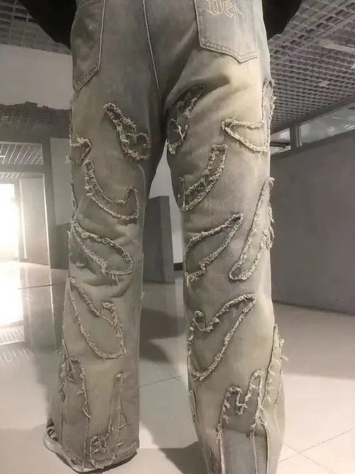 Jean Manami x Rieko Jeans Patchwork Gothic Raw Edge Embroidered Size US 34 / EU 50 - 7 Thumbnail