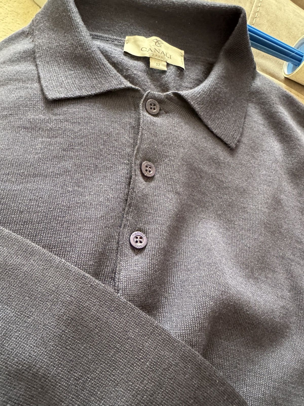 Canali CANALI wool knit polo SEE TAPE MEASUREMENTS IN PHOTOS Size US L / EU 52-54 / 3 - 19 Thumbnail