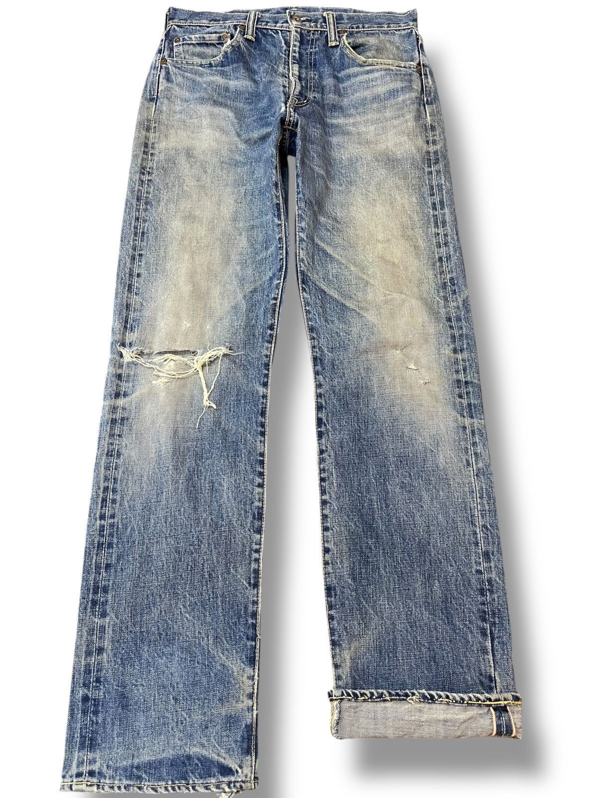 Post Overalls Vintage Post O’Alls Selvedge Faded Distressed Denim Size US 31 - 1 Thumbnail
