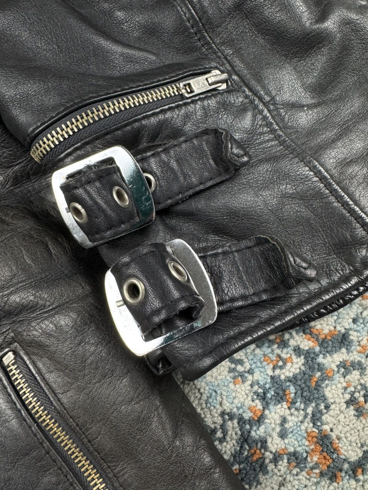 Vintage Vintage 90s Real Leather Racing ramones biker jacket cropped Size S / US 4 / IT 40 - 18 Thumbnail
