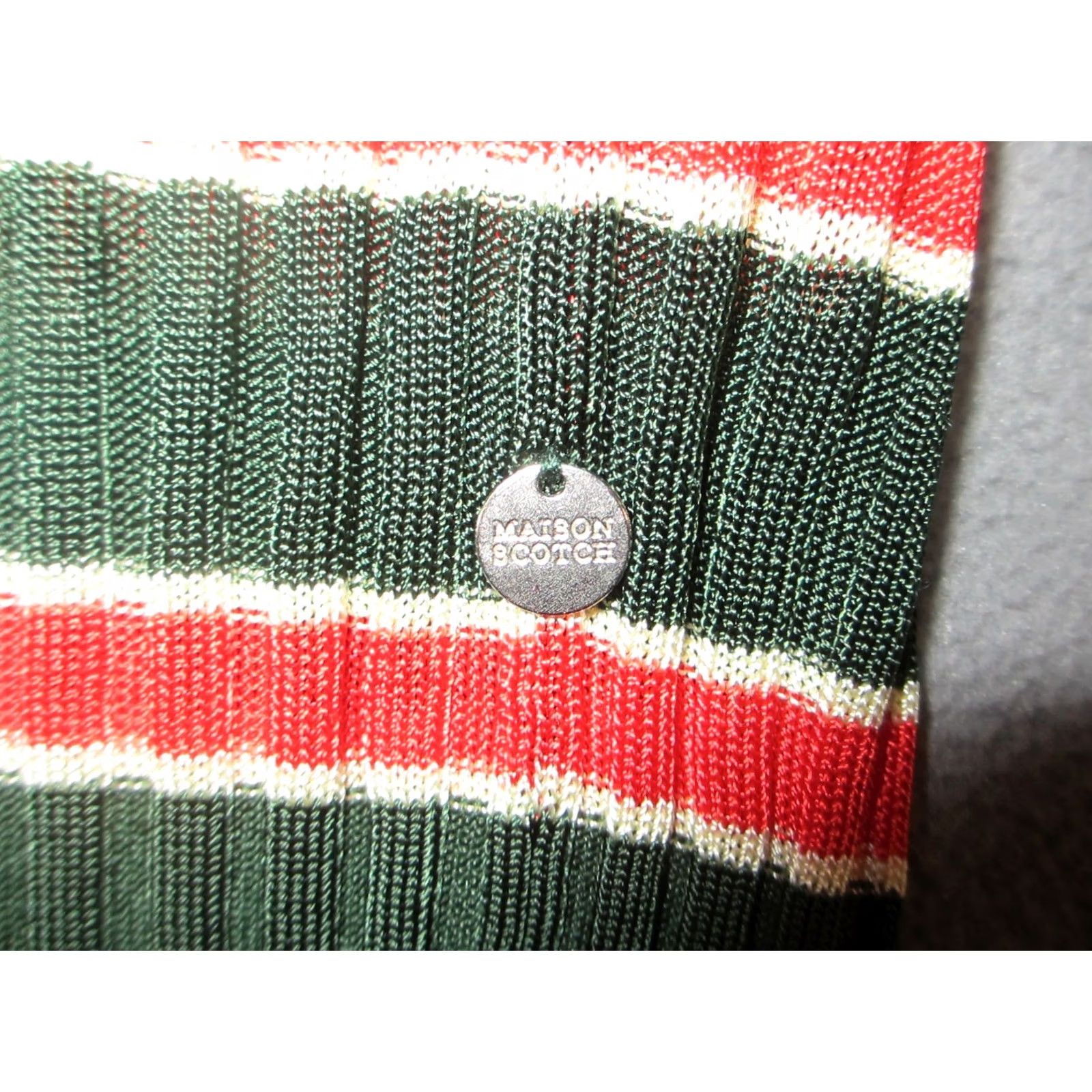 Scotch & Soda Scotch & Soda Maison Scotch Sweater Womens XS Green Red Striped Mille Nuits Pullover Crew Neck Knit Viscose Casual Women XS Green Size XS / US 0-2 / IT 36-38 - 2 Thumbnail