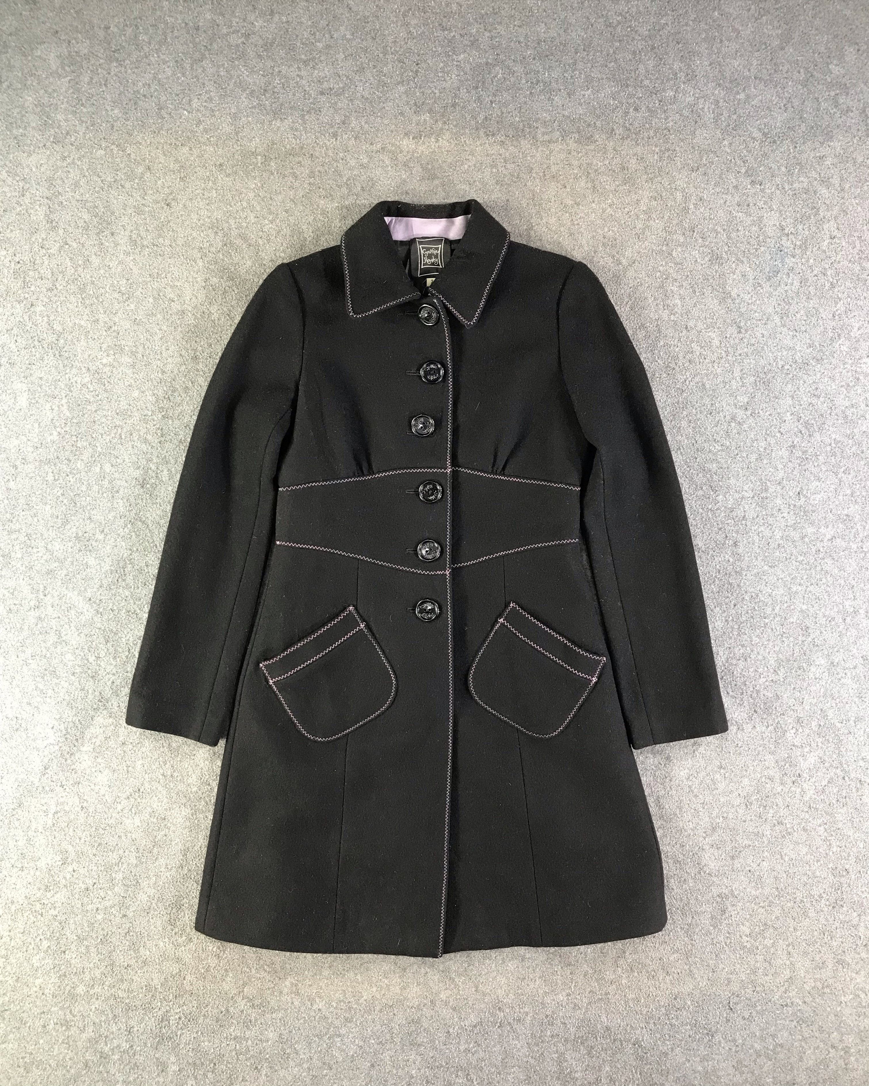 Japanese Brand Cynthia Rowley Black Stitched Coat Jacket -JC188 Size S / US 4 / IT 40 - 1 Thumbnail