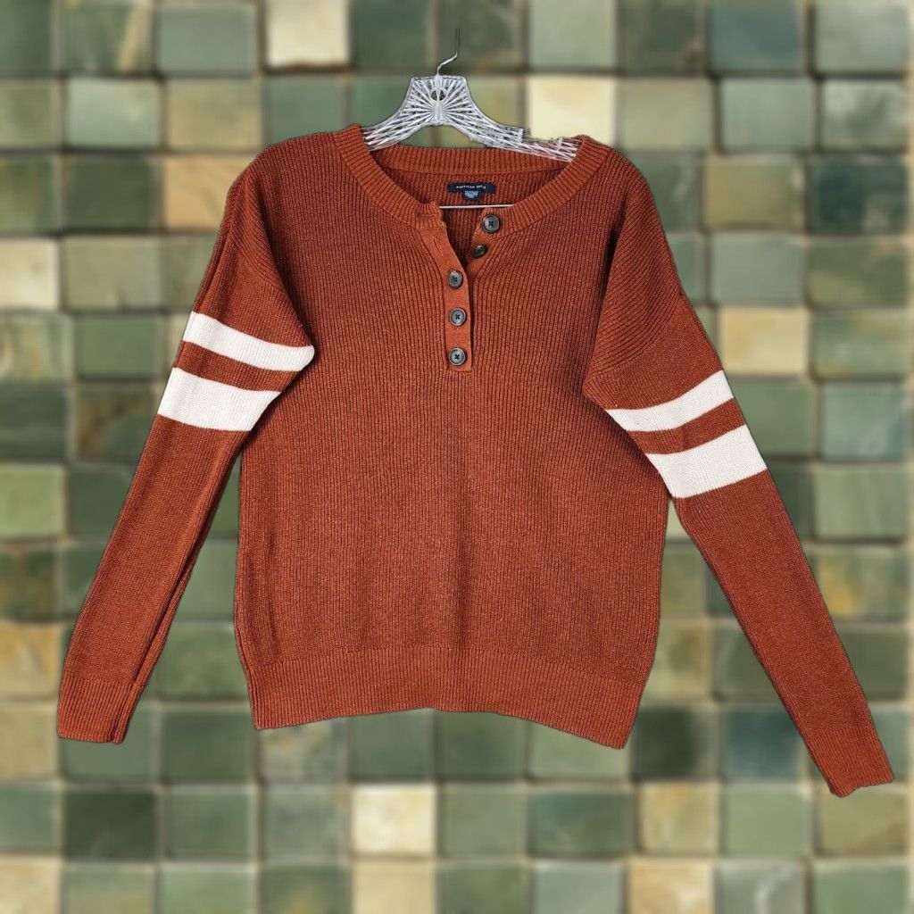 American Eagle Outfitters VINTAGE American Eagle Womens Sweater Long Sleeve Pullover XS Brown Casual Womens Size XS / US 0-2 / IT 36-38 - 1 Thumbnail