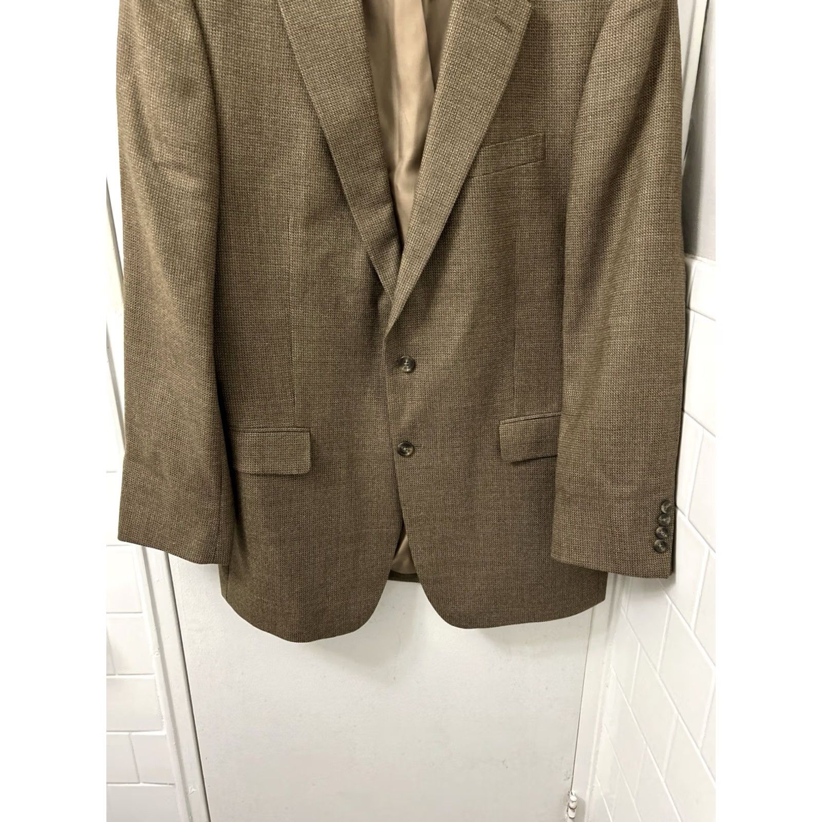 Ralph Lauren VINTAGE? (No) Lauren Ralph Lauren Blazer Mens 42L Brown 100% Wool Basketweave Sport Coat Shirt? Size 42R - 3 Thumbnail