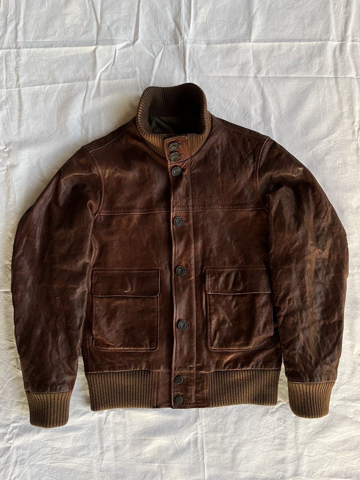 Japanese Brand Vintage Leather Bomber Artisanal Archive Piece CCP Size US M / EU 48-50 / 2 - 1 Thumbnail