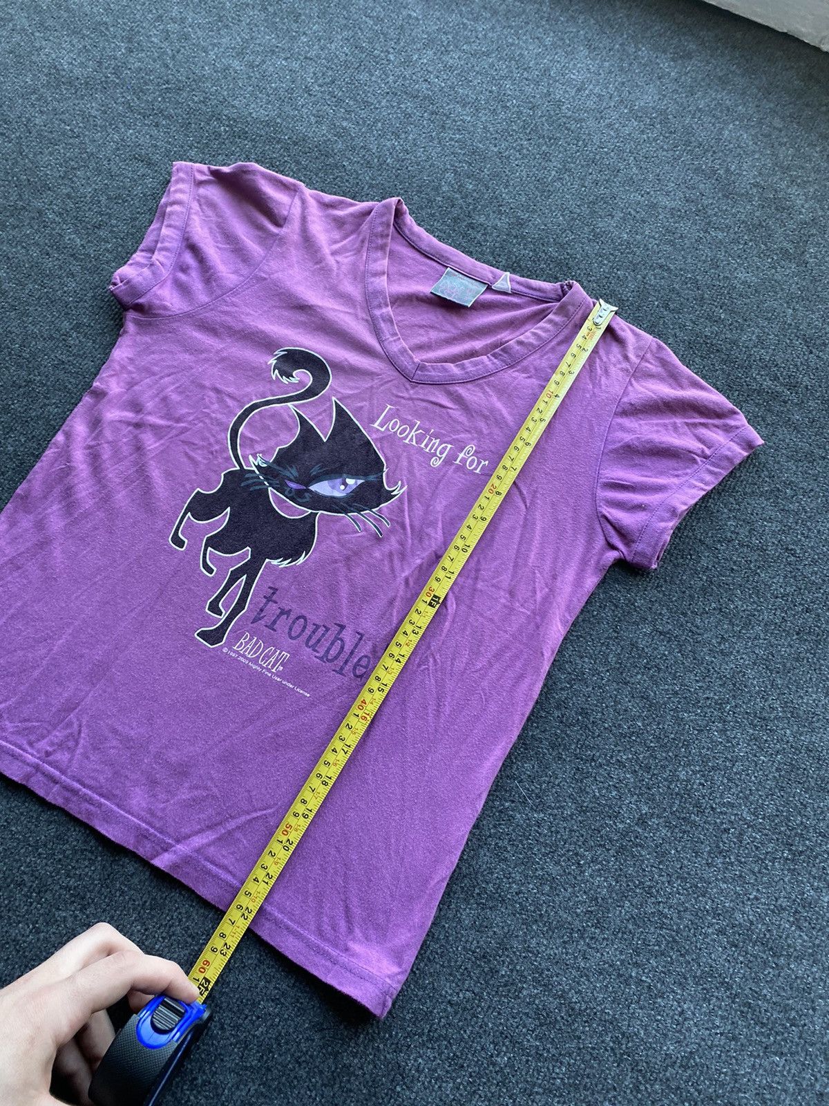 Cartoon Network 🔥2009 Bad Cat Cartoon “Trouble?” Pink wom m tee top gothic Size M / US 6-8 / IT 42-44 - 6 Thumbnail