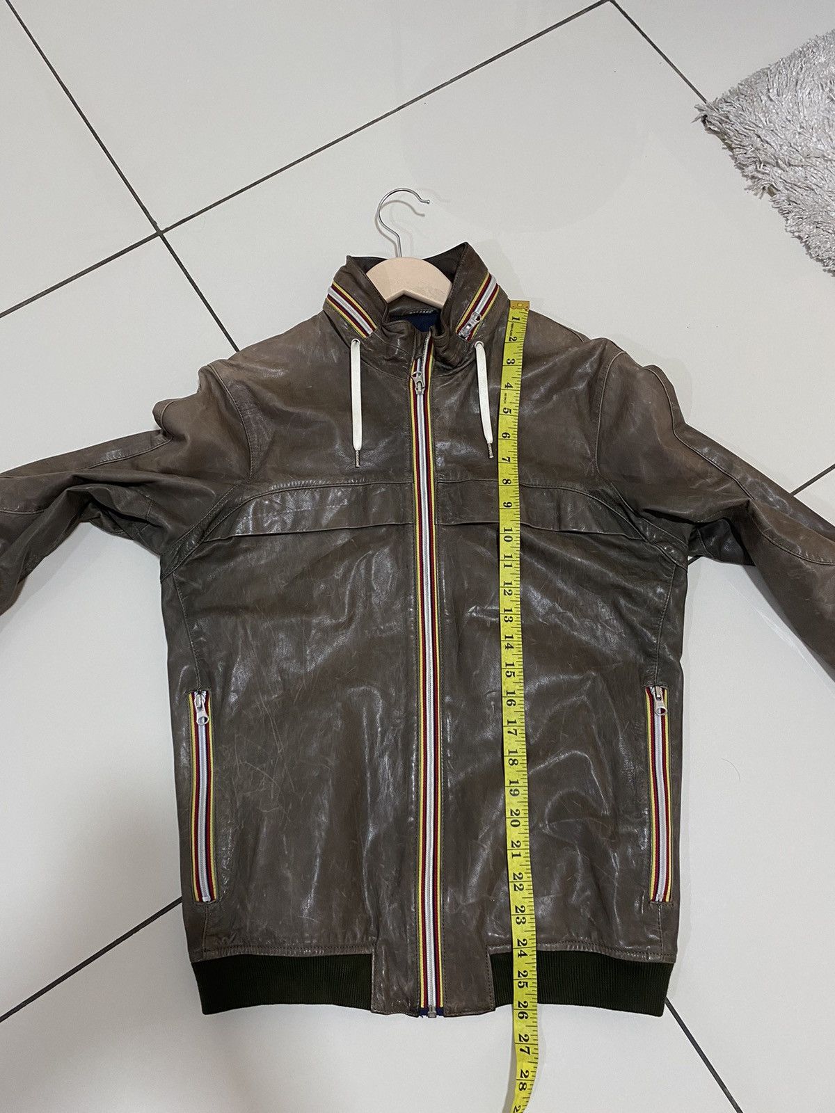 Gold Bunny Mens Leather Biker Motorcycle Bomber Jacket Italy - Main Image