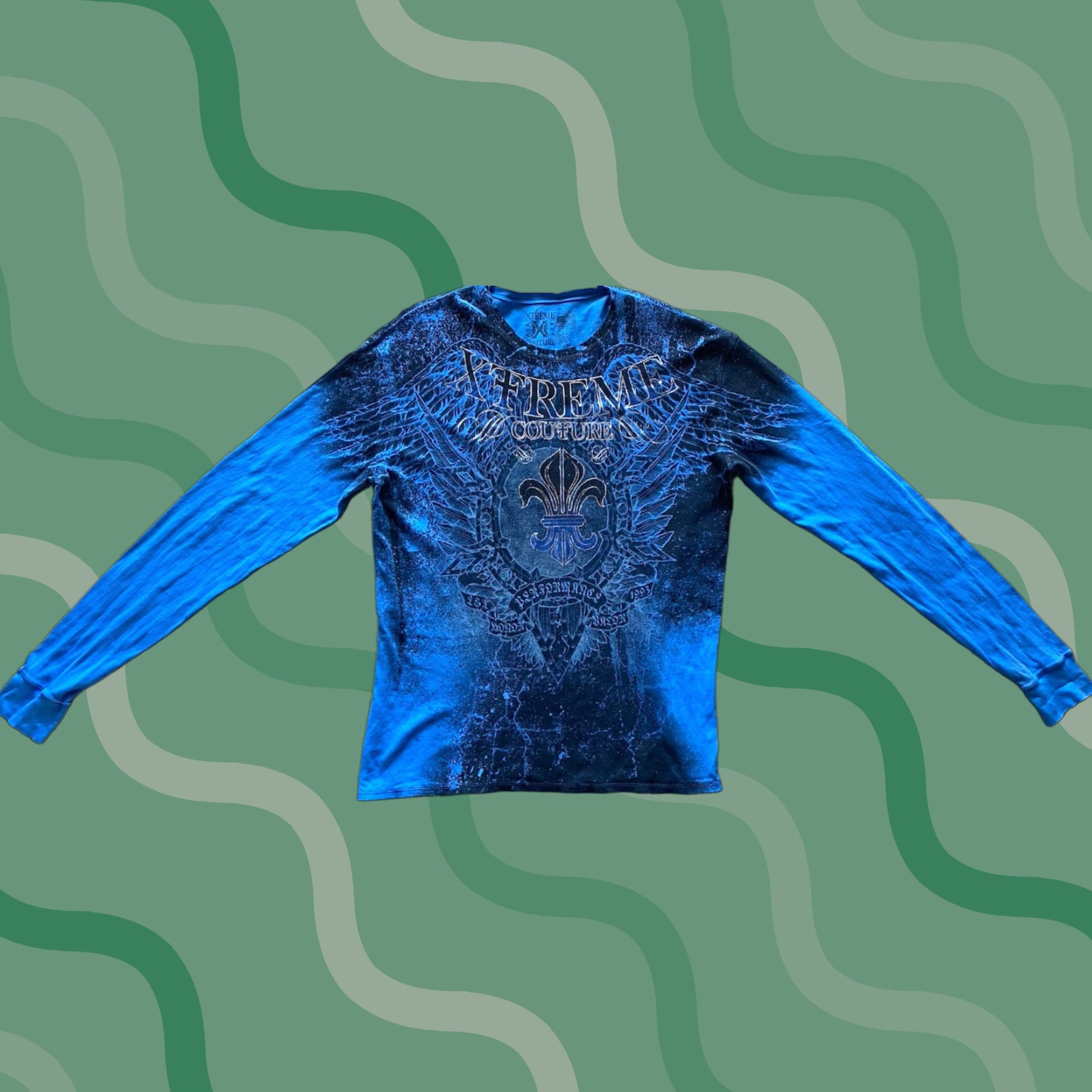 Vintage Xtreme Couture Long Sleeve Thermal Shirt 3XL Blue Men T-Shirt Vintage Y2K Size US XXL / EU 58 / 5 - 1 Thumbnail
