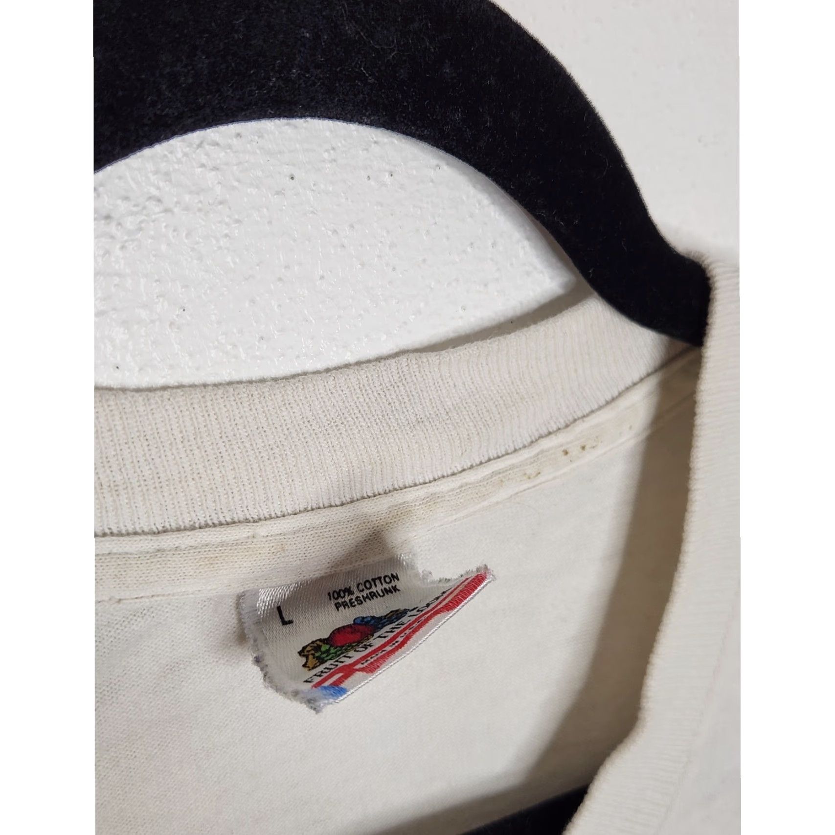 Fruit Of The Loom VINTAGE y2k Cadillac Joes Car Auto Double Sided Single Stitch Large Faded Worn Shirt Mens Large White Fruit of the Loom 90s Size US L / EU 52-54 / 3 - 7 Thumbnail