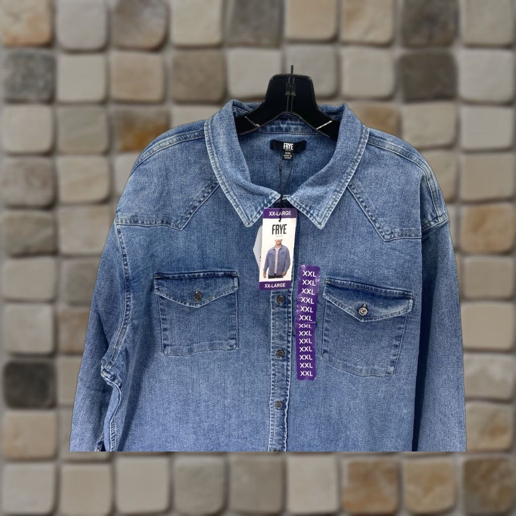 Frye Frye Denim Shirt Men 2XL Blue Button Long Sleeve Stretch Medium Wash NWT Shirt Shirt Size US XXL / EU 58 / 5 - 1 Thumbnail