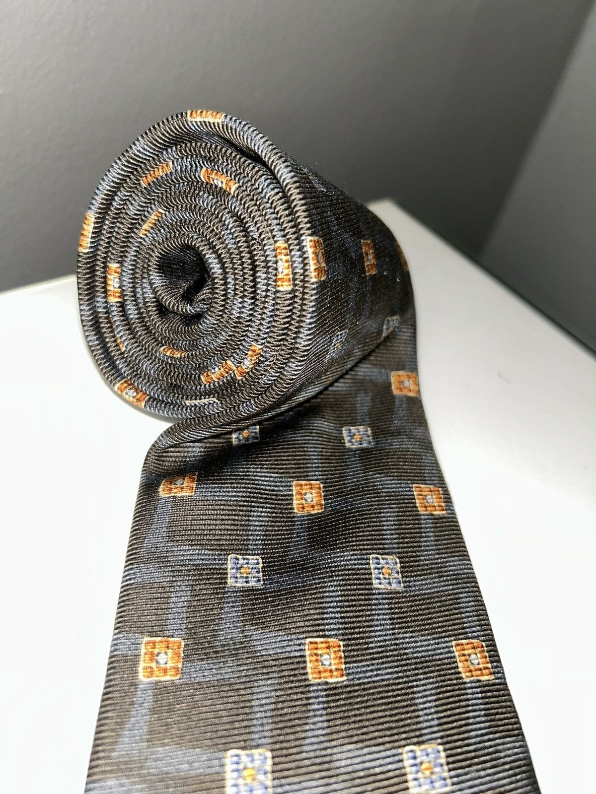 Burberry Vintage Burberry Gray Block Patterned Men’s Silk Tie Size ONE SIZE - 3 Thumbnail