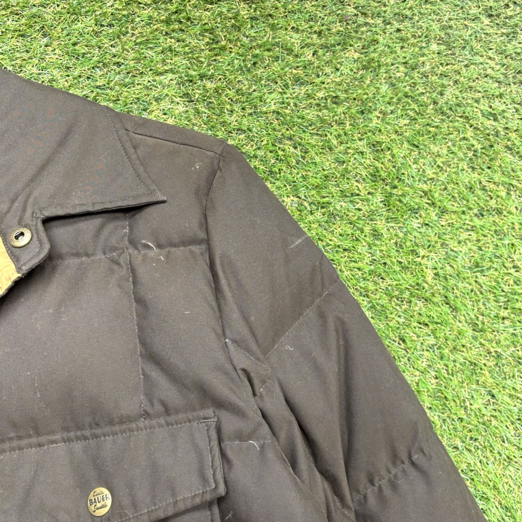 Eddie Bauer Eddie Bauer Down Jacket Womens Small Quilted Puffer Goose Down Snap Close Olive Green Brown Quilted Bodywarmer Womens Regular Jacket Size S / US 4 / IT 40 - 6 Thumbnail