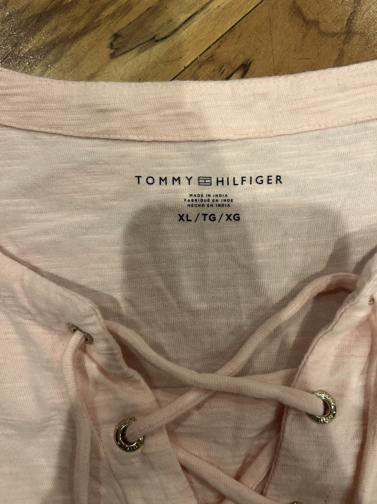 Tommy Hilfiger Tommy Hilfiger Light Pink Lace-Up 3/4 Sleeve Top Size XL Size XL / US 12-14 / IT 48-50 - 7 Thumbnail