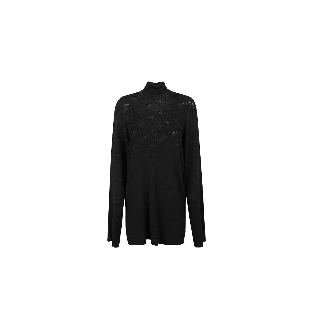 Balenciaga o1bcso1str0525 All-Over Turtleneck Sweater in Black Size M / US 6-8 / IT 42-44 - 1 Thumbnail