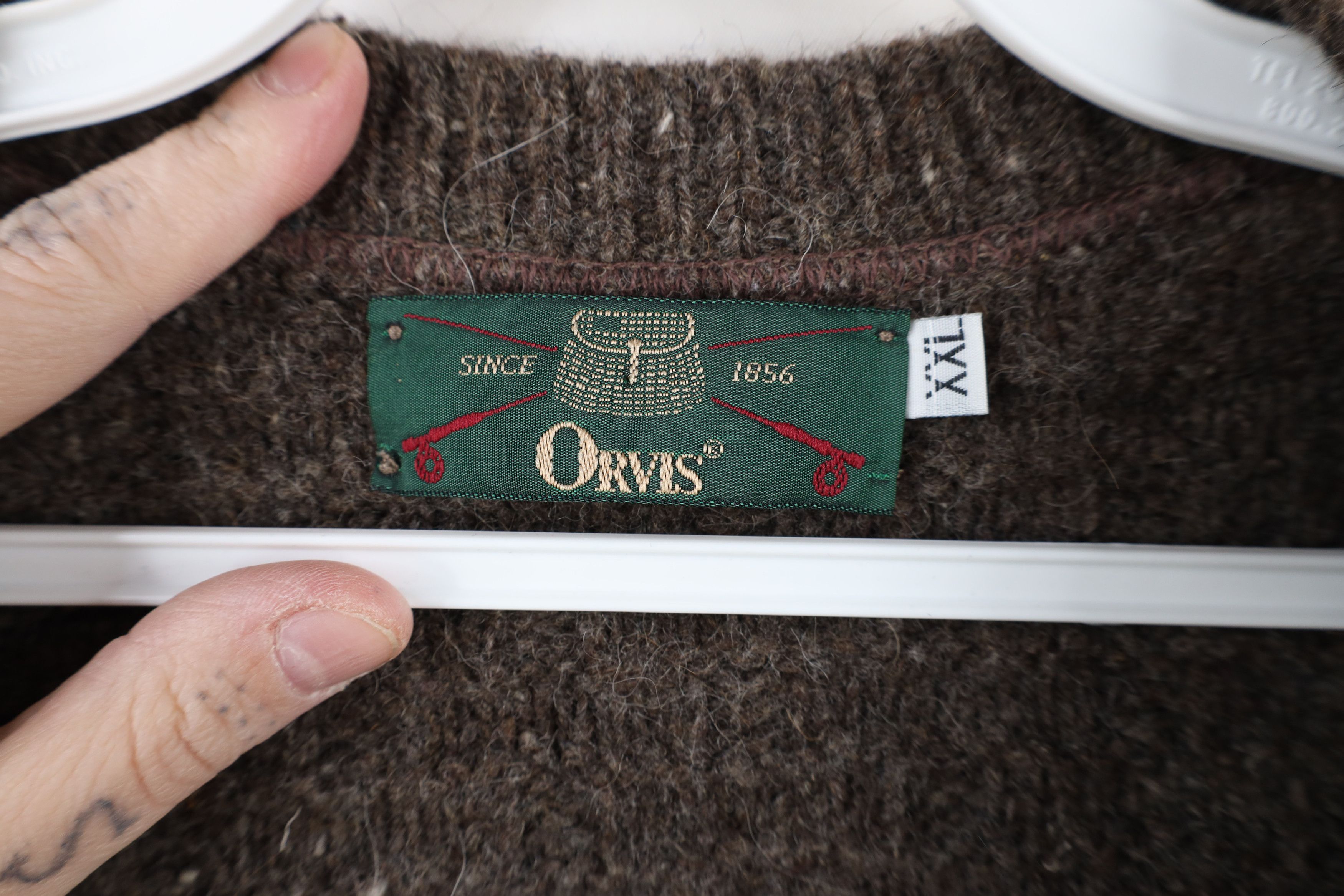 Orvis × Vintage Vintage 90s Orvis Weave Knit Cardigan Sweater Vest Brown USA Size US XXL / EU 58 / 5 - 7 Thumbnail