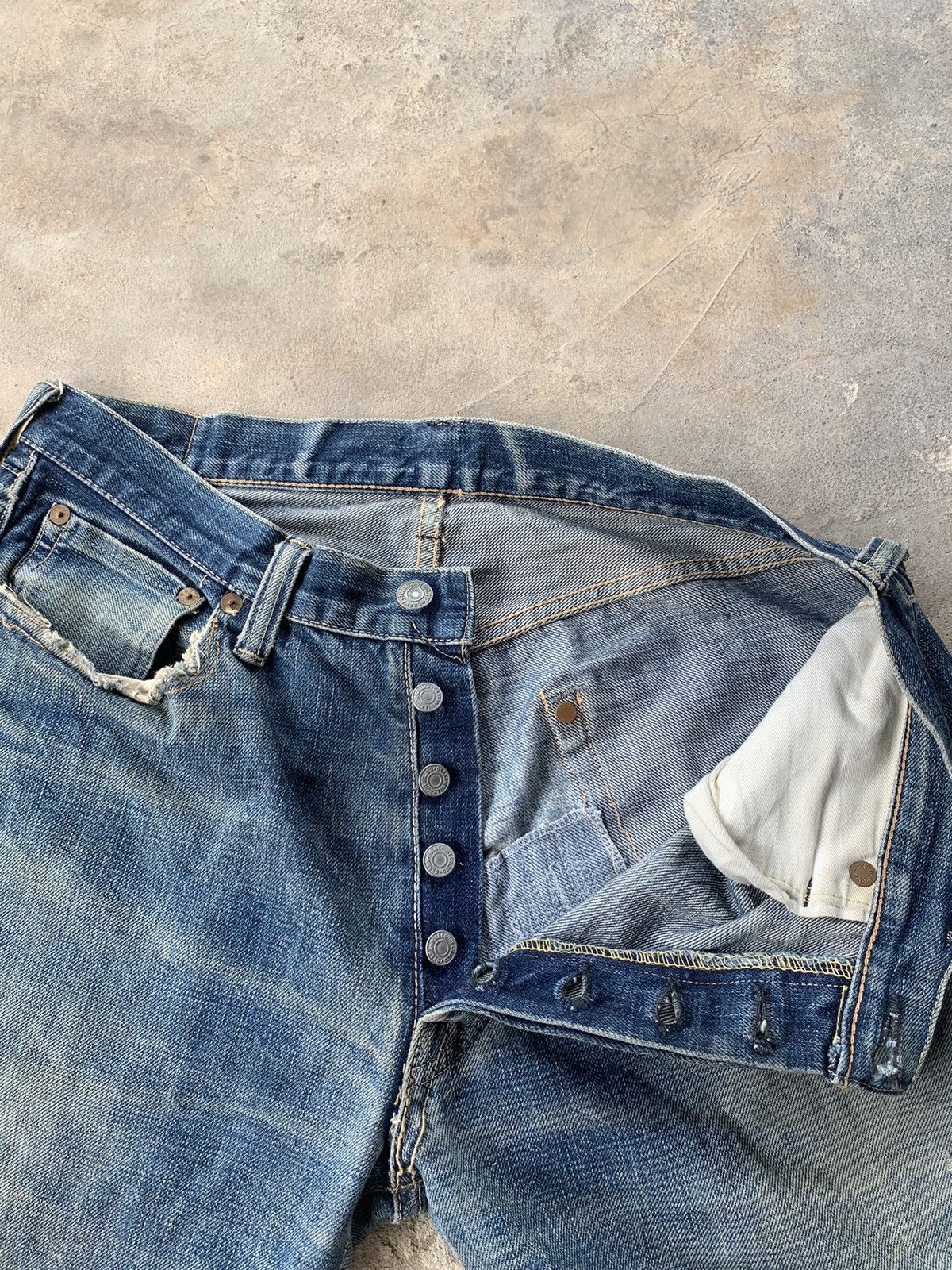 Full Count & Co. Vintage Full Count 0105 Selvedge Distressed Denim Size US 31 - 18 Thumbnail