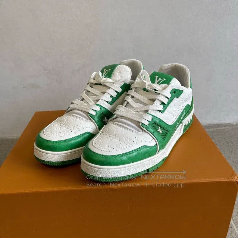 Louis Vuitton Louis Vuitton White and green patchwork trainer board shoe Size US 8.5 / EU 41-42 - 1 Thumbnail