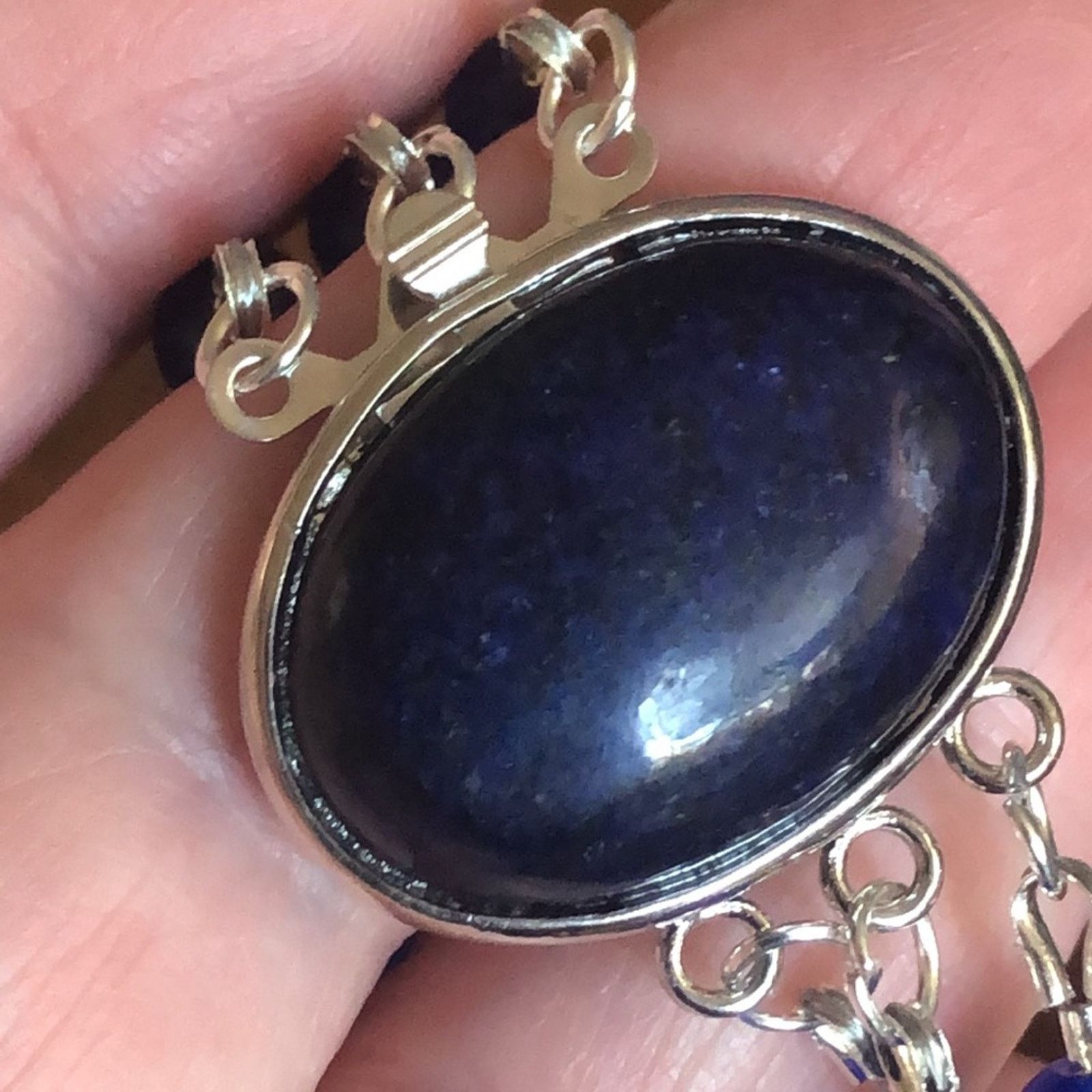 Handmade Handcrafted lazurite bead oval lapis stone clasp necklac Size ONE SIZE - 13 Thumbnail