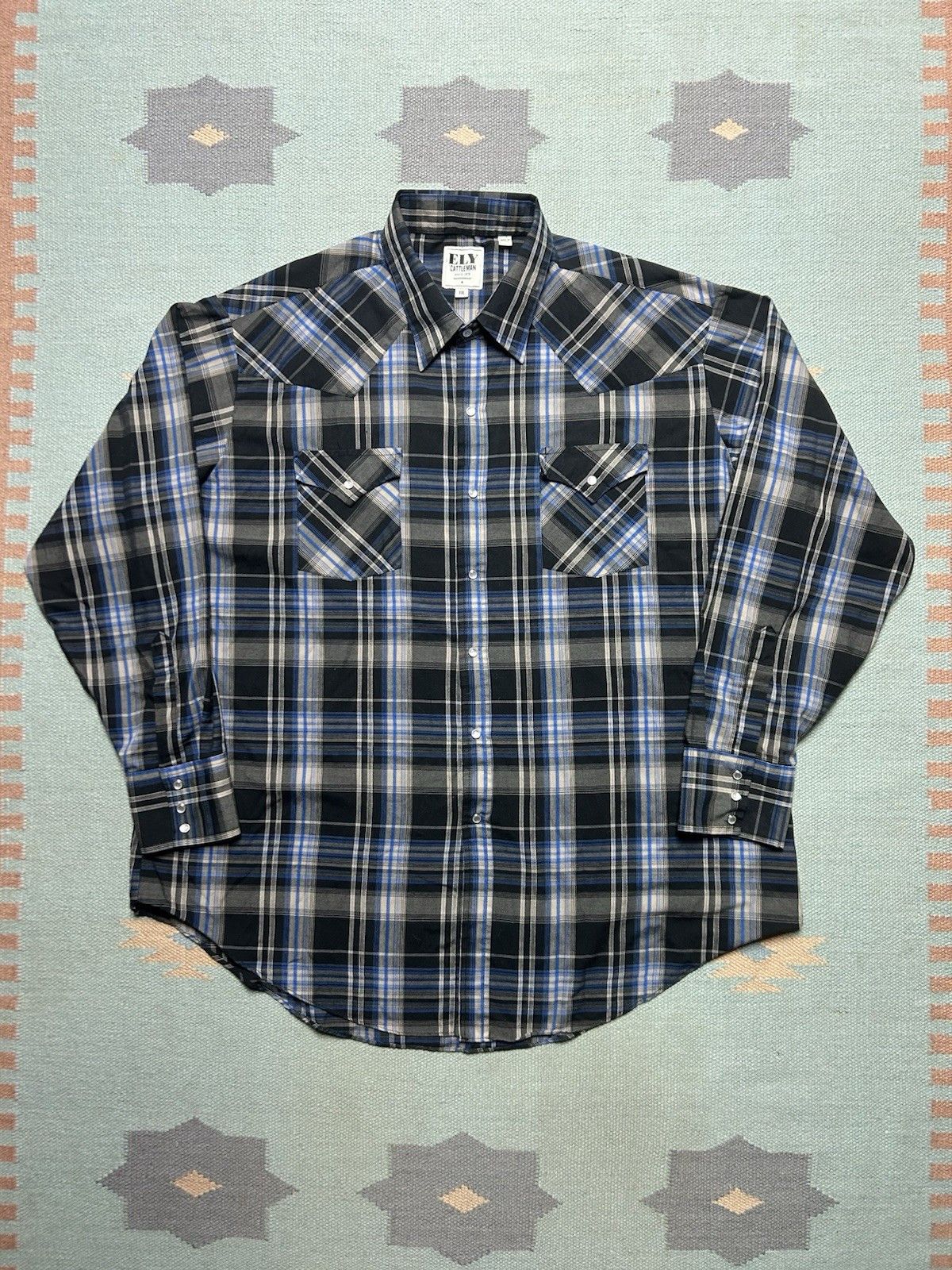 Vintage Ely Cattleman pearl snap shirt plaid cowboy western XXL Size US XXL / EU 58 / 5 - 1 Thumbnail