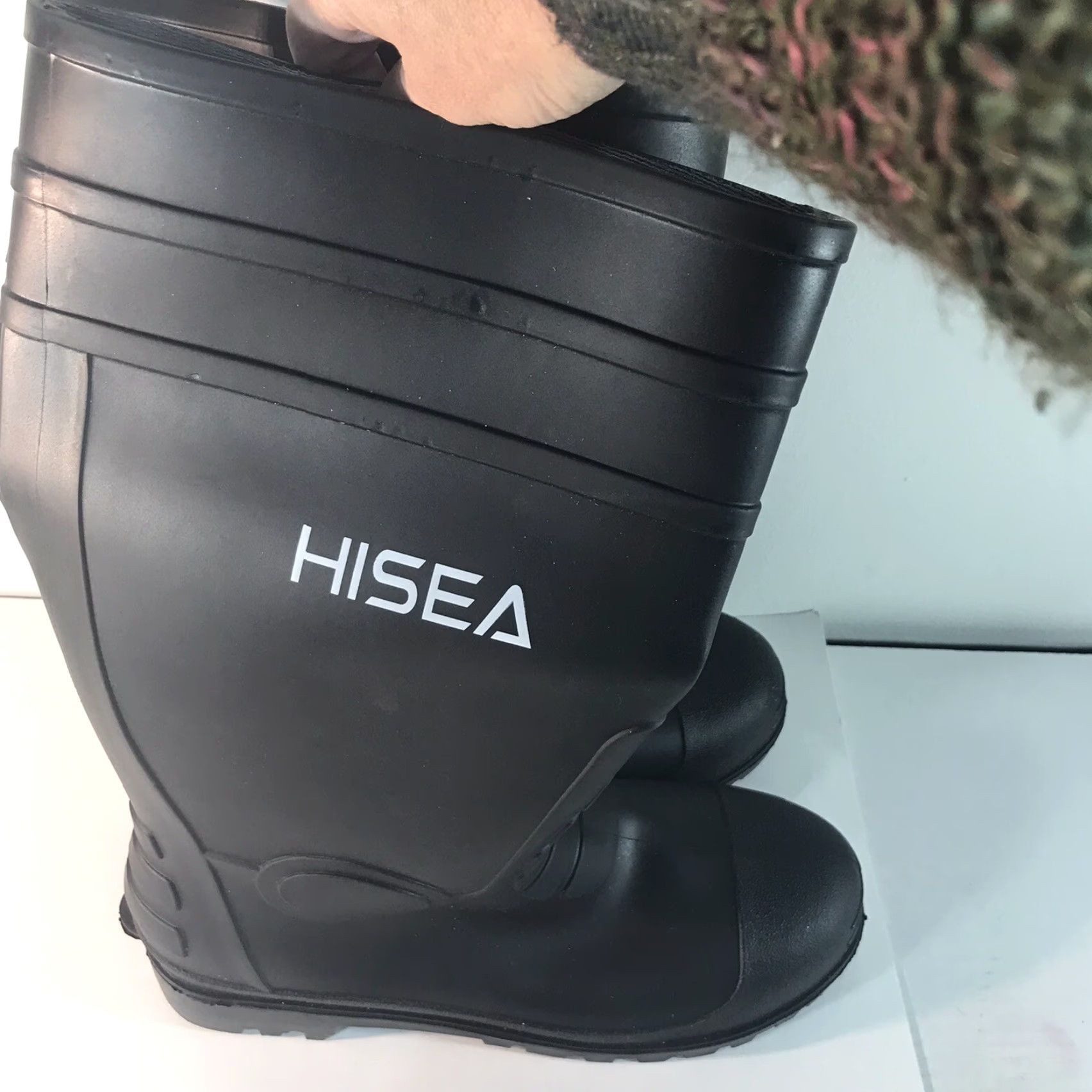 Vintage Hisea Black Knee High Pull On Rubber Boots Mens Size 12 Waterproof Comfort Size US 12 / EU 45 - 3 Thumbnail