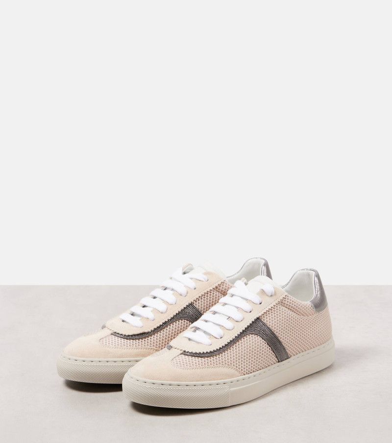 Brunello Cucinelli o1s1wg110526 Monili Chain-Detail Leather Sneakers Neutrals Size US 8.5 / IT 38.5 - 4 Thumbnail