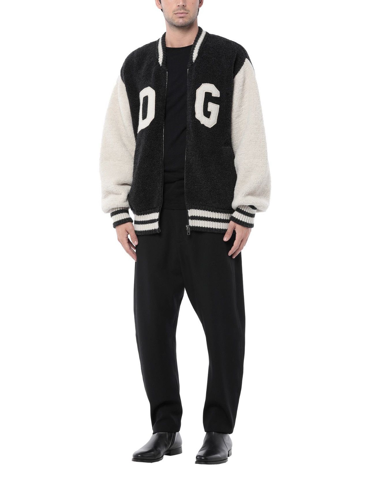 Dolce & Gabbana DOLCE & GABBANA Patch Bomber Jacket Black Virgin Wool Heavy Size US S / EU 44-46 / 1 - 4 Thumbnail