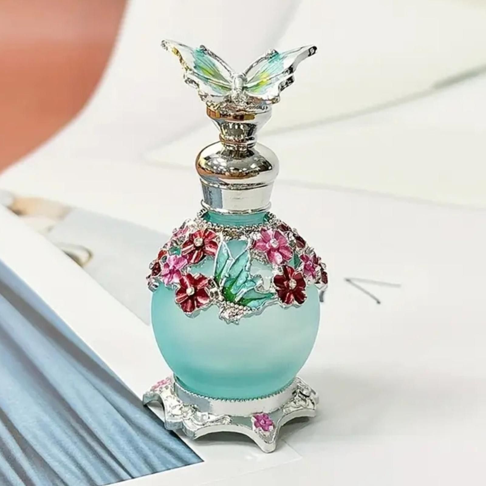 Designer Decorative Butterfly Silver and Blue Perfume Bottle NWT Size ONE SIZE - 3 Thumbnail
