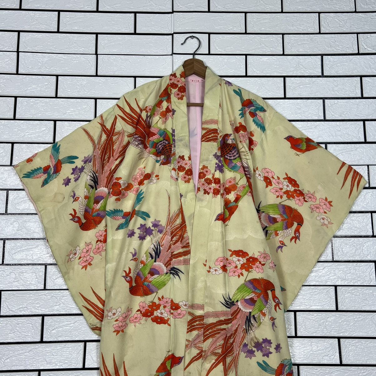 Japanese Brand Vintage Kimono Motif Design Phoenixes Florals #4152-C190 Size M / US 6-8 / IT 42-44 - 3 Thumbnail