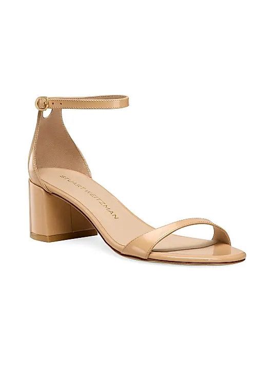 Stuart Weitzman os11x0126 Nudist 50mm Patent Leather Sandals in Beige Size US 7 / IT 37 - 2 Thumbnail