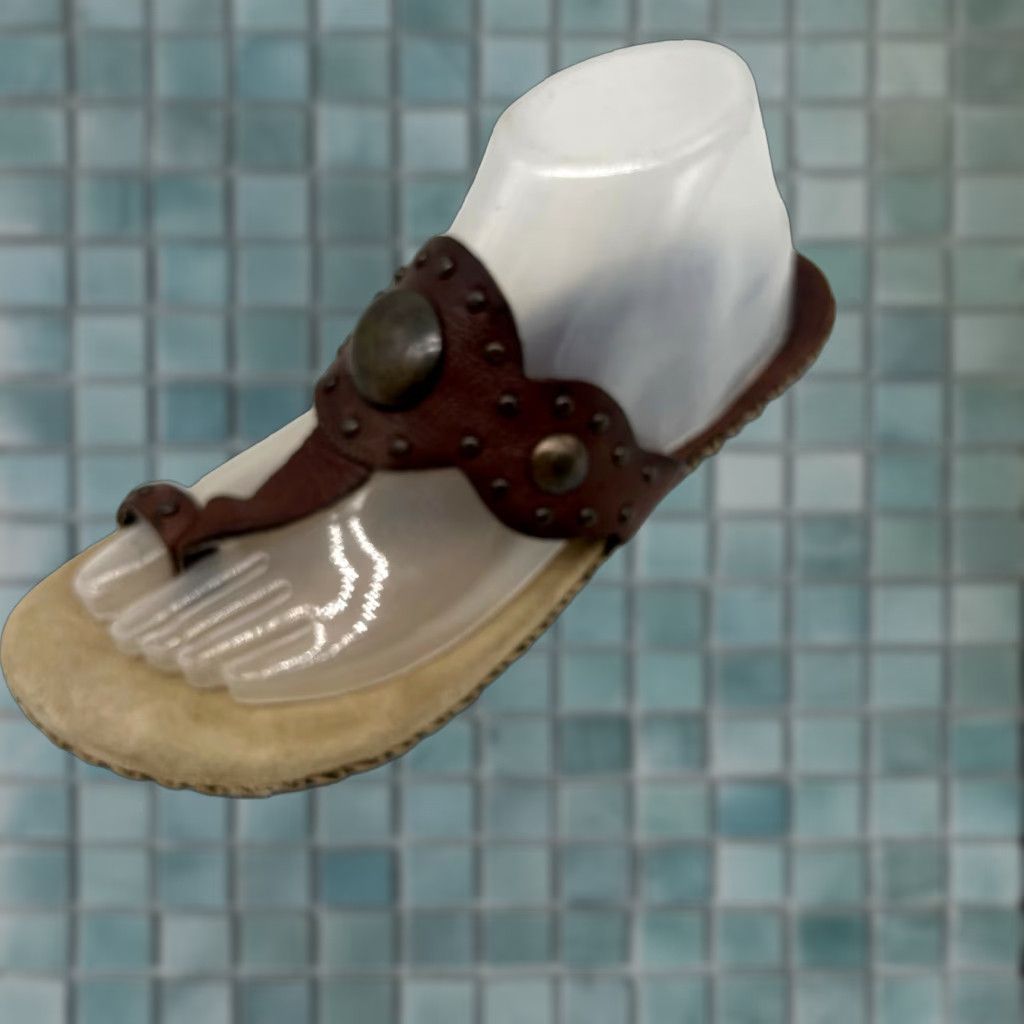 Vintage MIA Womens Embellished Slip-On Leather Thong Sandals Brown Size 9 M Comfort Size US 9 / IT 39 - 1 Thumbnail