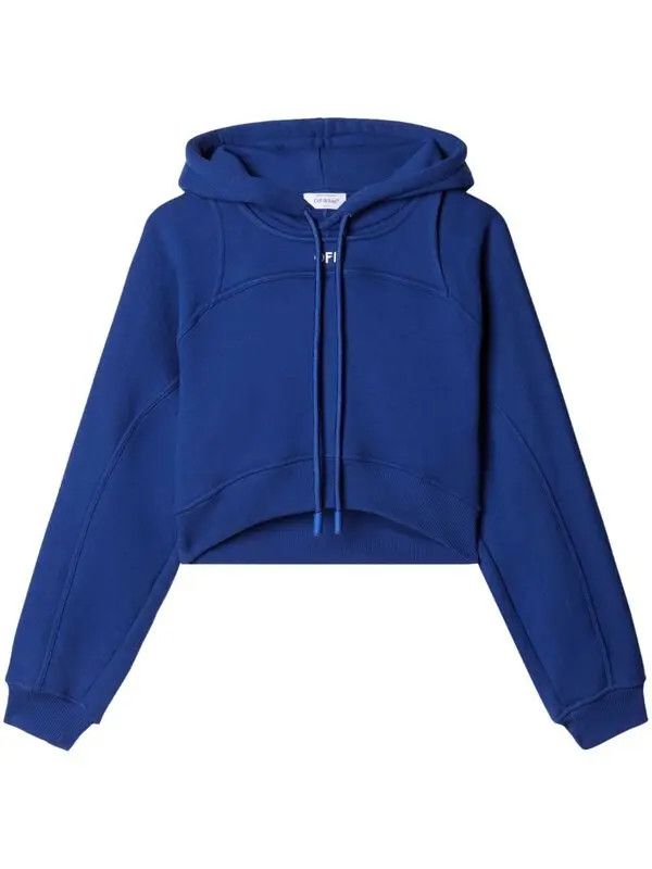 Off-White o1gr1nt0425 Off Stamp Round Crop Hoodie in Blue Size M / US 6-8 / IT 42-44 - 1 Thumbnail