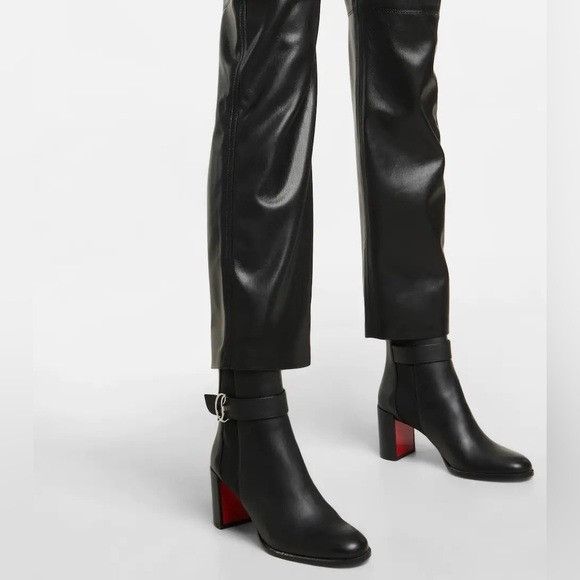 CHRISTIAN LOUBOUTIN Leather CL Buckle Red Sole Chelsea Boots