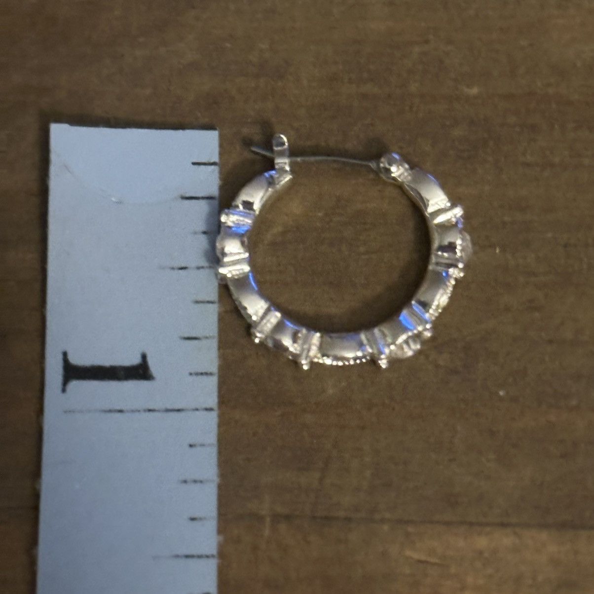 Other Small silver tone rhinestone hoop earrings Size ONE SIZE - 3 Thumbnail