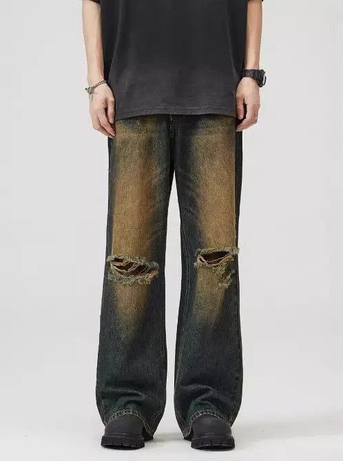 VIBE American ripped washed distressed vintage men's baggy jeans Size US 32 / EU 48 - 1 Preview