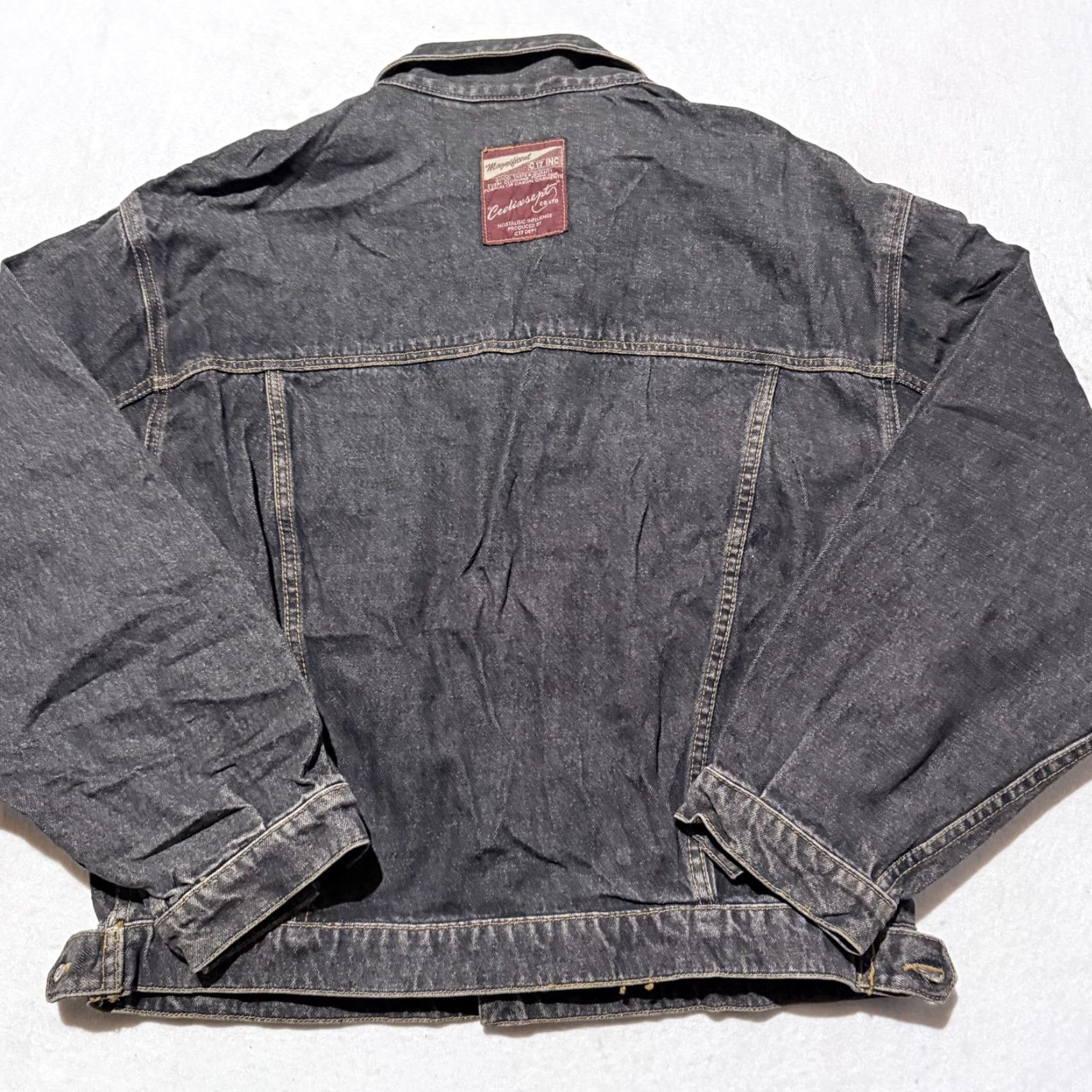 Denime Vintage Cedixsept Trucker Jacket Mens Black Denim Boxy Biker - 2XL Size US XXL / EU 58 / 5 - 2 Thumbnail