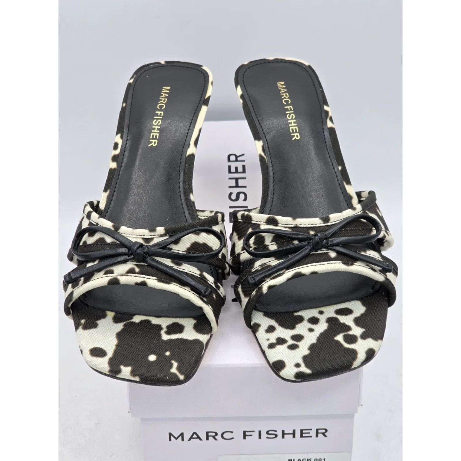 Marc Fisher Marc Fisher Delphy Sandal - Shoe White/Black Cow Print - Size 8M - Women - Faux Leather - Bow - Dress Sandals - 2-2.9 in Heel Size US 8 / IT 38 - 3 Thumbnail