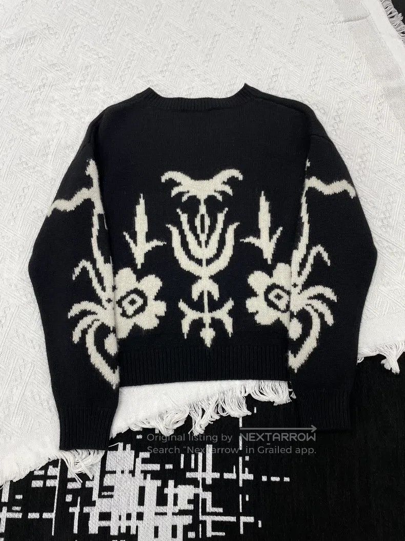 Dior Dior Black and white printed cashmere sweater long sleeves Size XS / US 0-2 / IT 36-38 - 3 Thumbnail