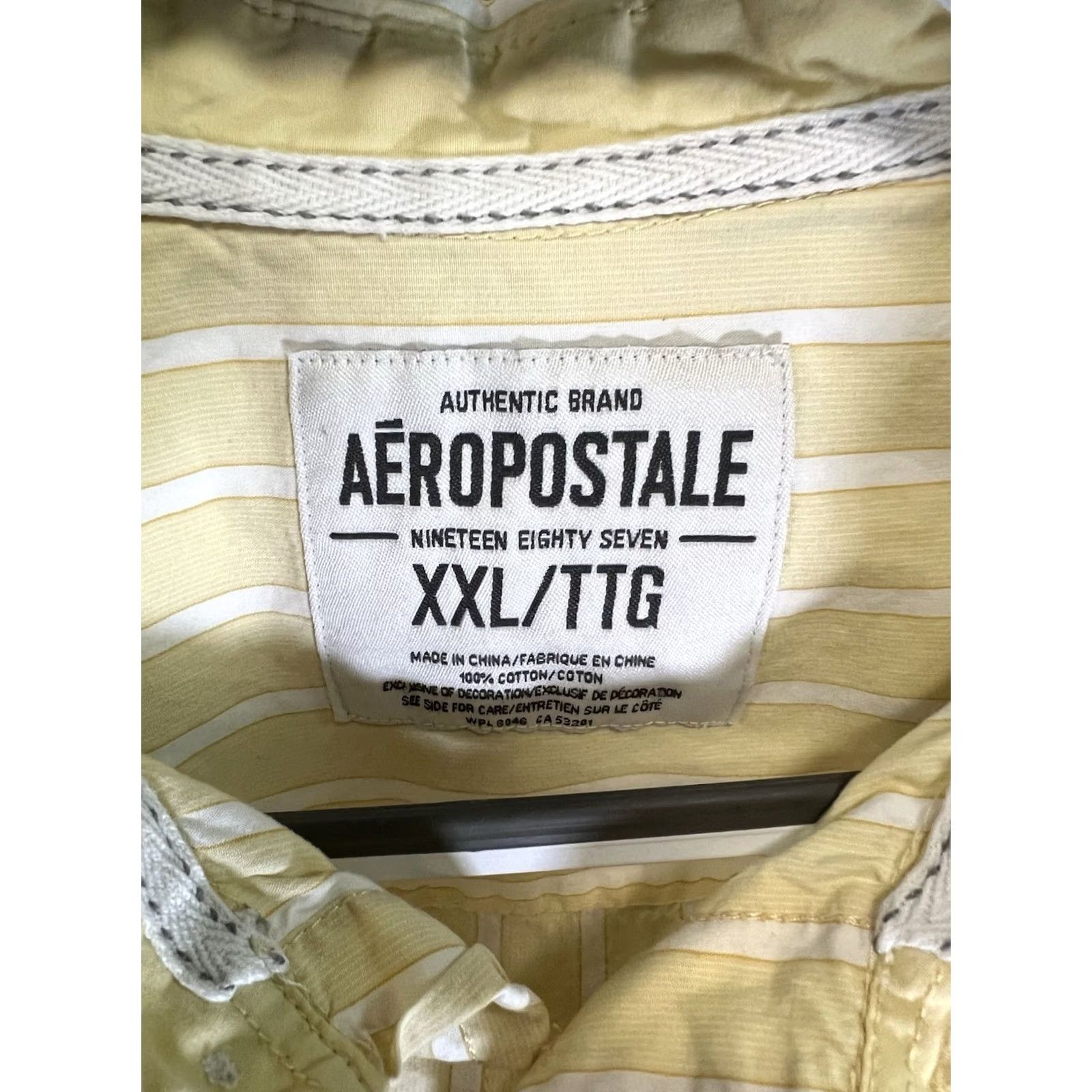Vintage Aéropostale Button-Up Shirt Men 2XL Yellow Striped 100% Cotton Button-Down Long Sleeve Shirts Size US XXL / EU 58 / 5 - 6 Thumbnail