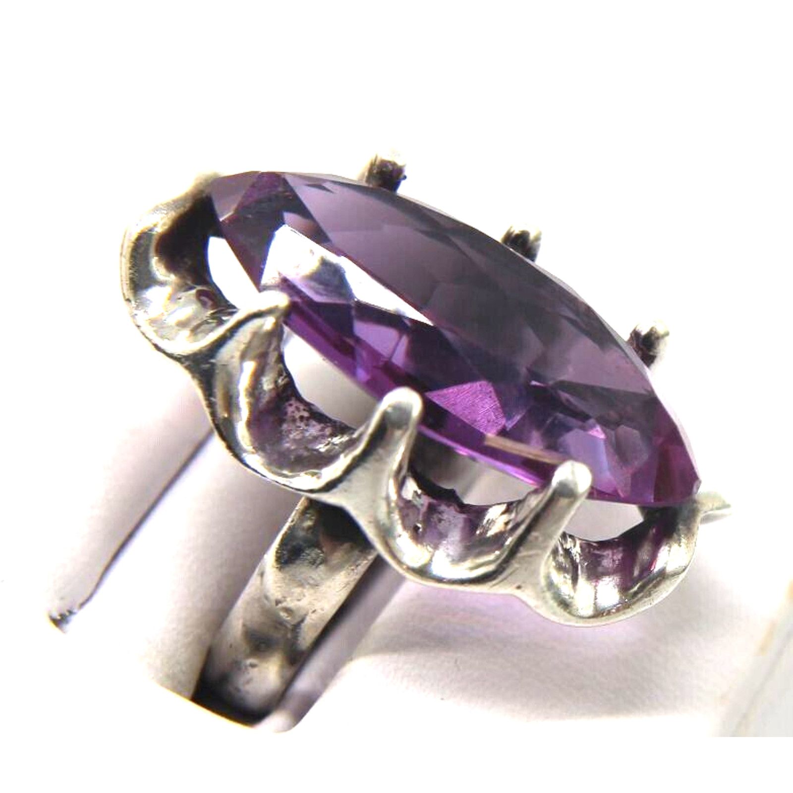 Other Vintage Purple Sapphire Mexico Silver Ring •Sz 6.25 Sizeable Size ONE SIZE - 2 Thumbnail